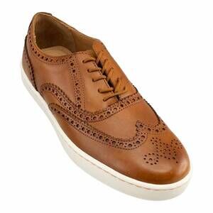 NEW T.B. PHELPS men's clubhouse wingtip sheepskin sneaker in tan